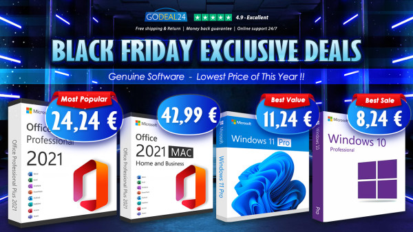 Posljednji tjedan! Godeal24 Black Fiday Deal pokazuje vam kako nabaviti Windows 11 za 7.5 € i doživotni Office 2021 već po 14.85 €