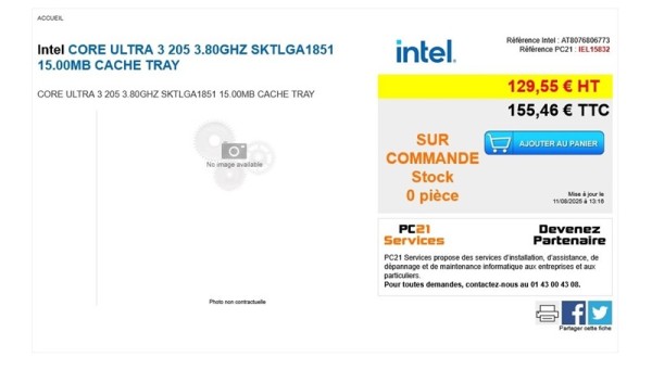 Intelov procesor Core Ultra 3 205 početne klase uskoro stiže 4+4 jezgre, osnovni takt od 3,8 GHz_1